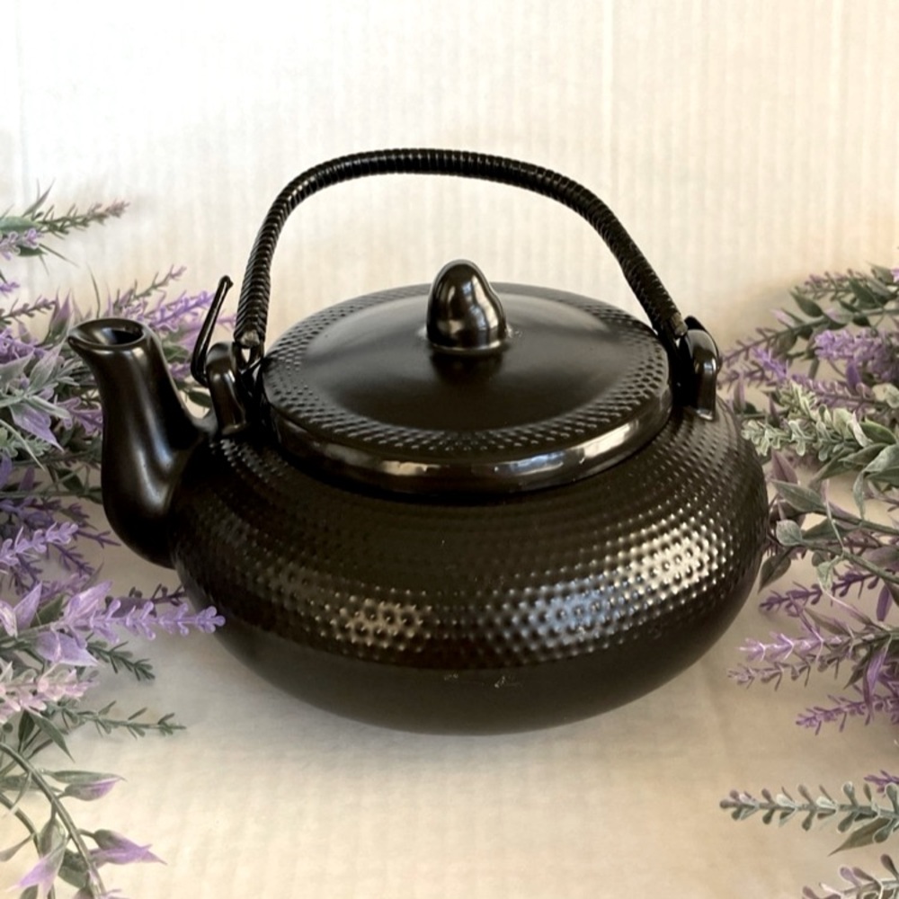 Elegant Textured Black Teapot from Sweet Expressions